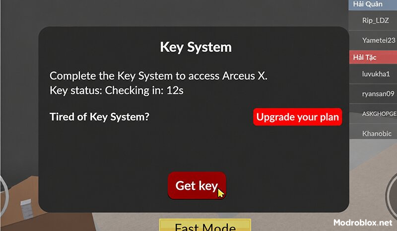Nhấn chọn Get Key