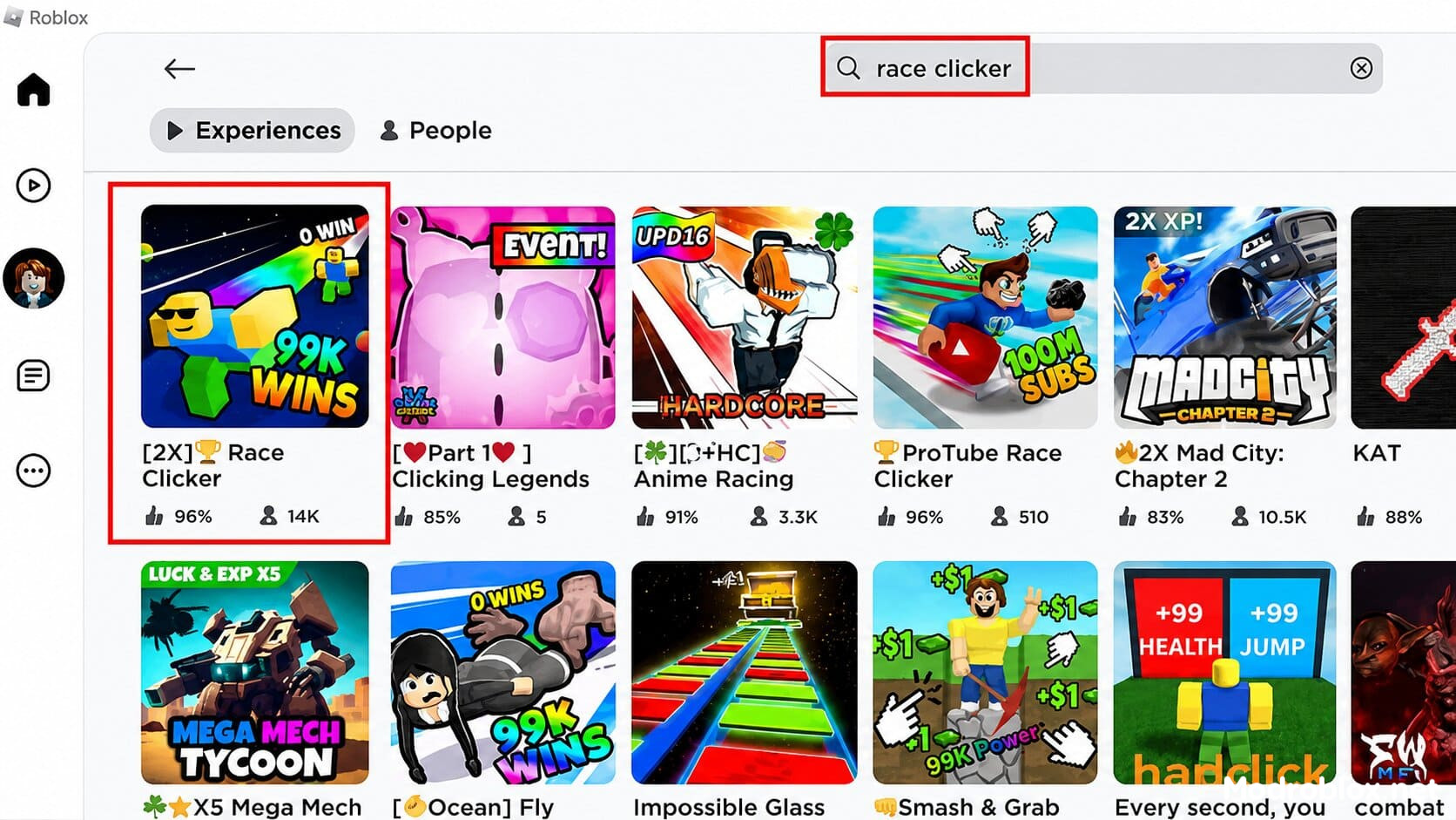 Vào game Race Clicker